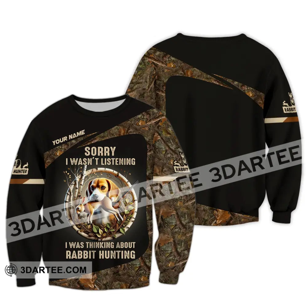 Man Shirt Custom Name Rabbit Hunter Hunting T-Shirt Hoodie Long Sleeve / S T-Shirt