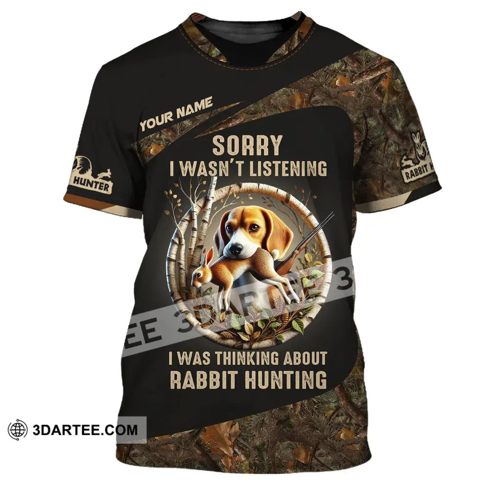 Man Shirt Custom Name Rabbit Hunter Hunting T-Shirt Hoodie Long Sleeve / S T-Shirt