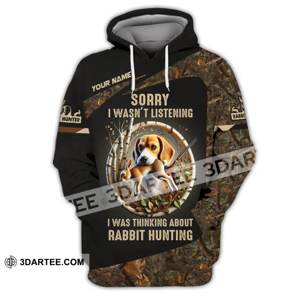 Man Shirt Custom Name Rabbit Hunter Hunting T-Shirt Hoodie Long Sleeve / S T-Shirt