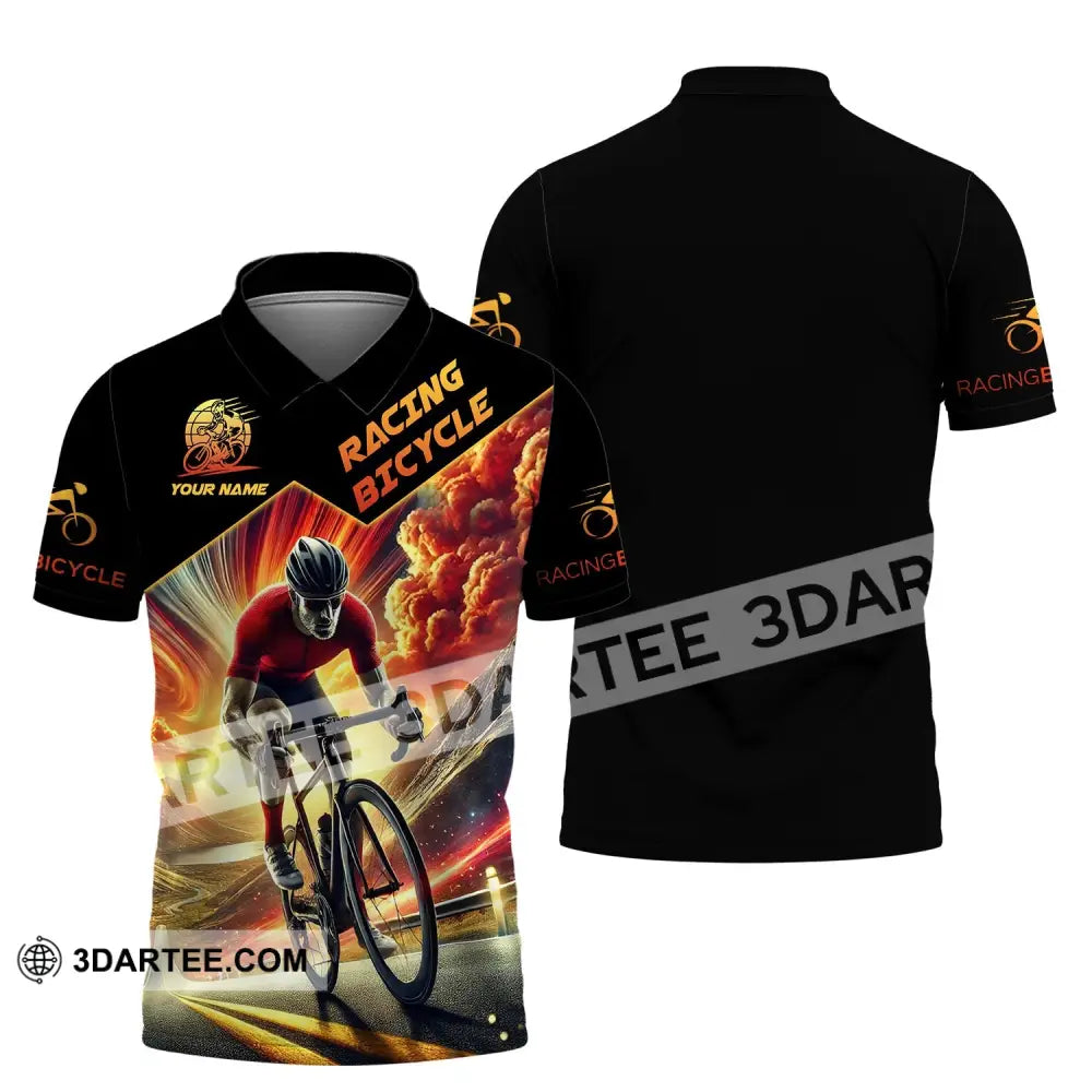 Man Shirt Custom Name Racing Bicycle Hoodie Polo Long Sleeve / S T-Shirt