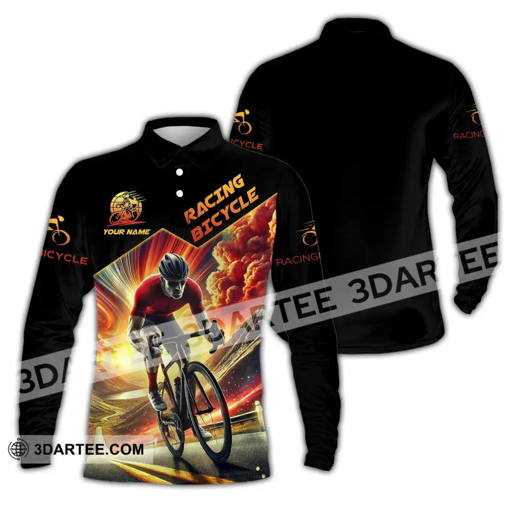 Man Shirt Custom Name Racing Bicycle Hoodie Polo Long Sleeve / S T-Shirt