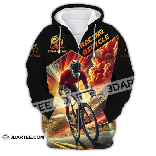 Man Shirt Custom Name Racing Bicycle Hoodie Polo Long Sleeve Zipper / S T-Shirt