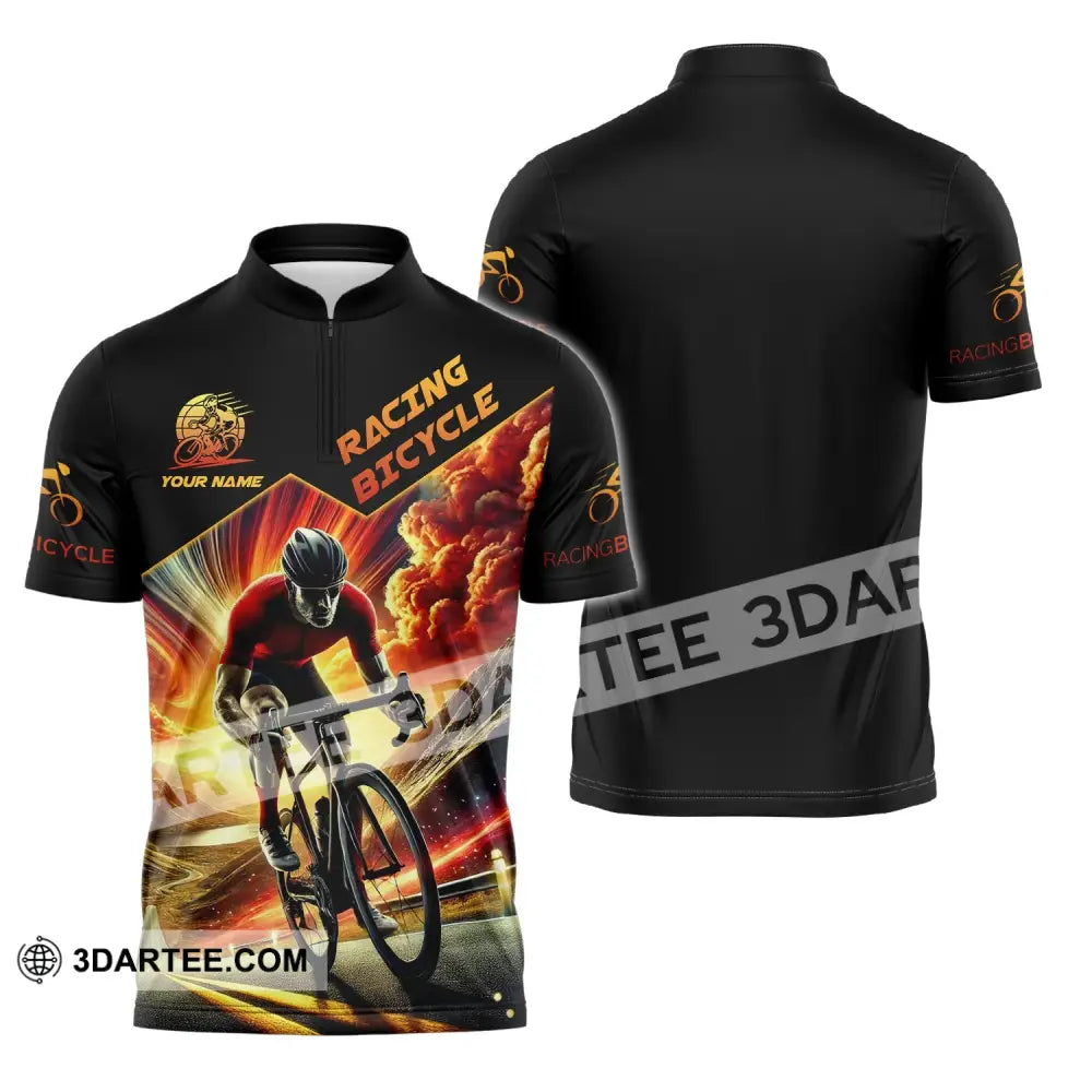 Man Shirt Custom Name Racing Bicycle Hoodie Polo Long Sleeve Zipper / S T-Shirt