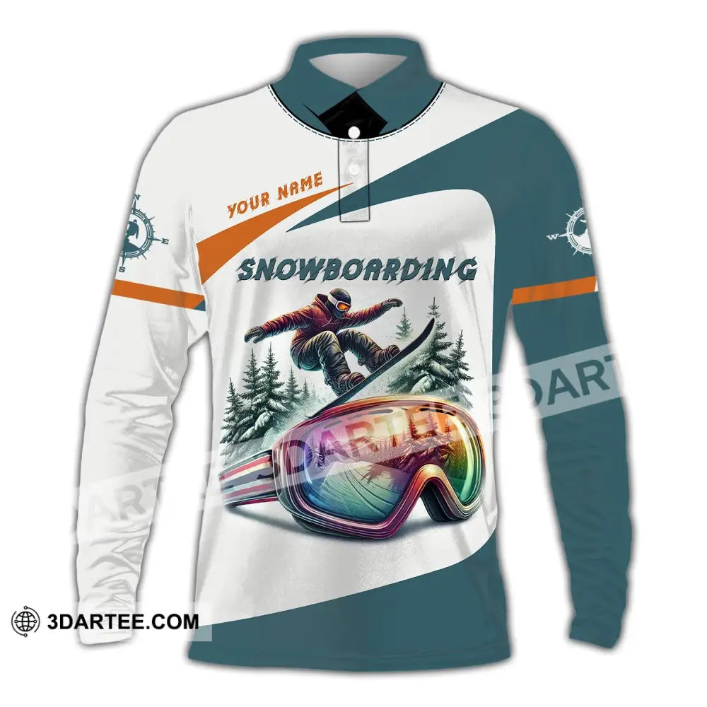 Man Shirt Custom Name Snowboarding Polo Long Sleeve Gift / S T-Shirt