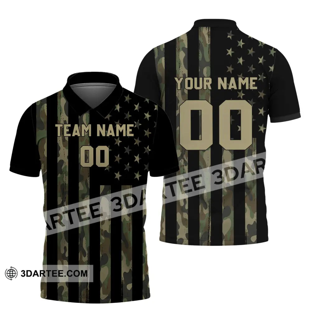 Man Shirt - Custom Name T-Shirt American Flag Us Polo / M T-Shirt