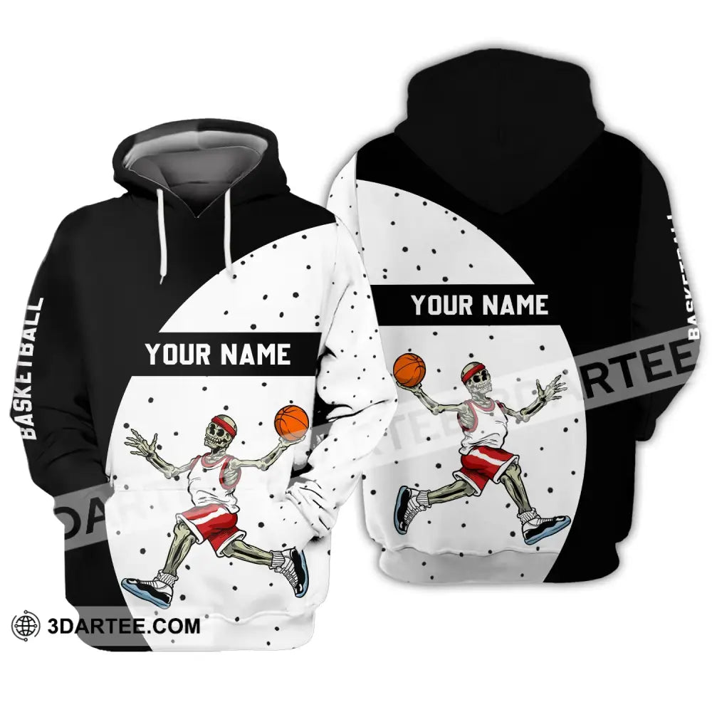 Man Shirt - Custom Name T-Shirt Basketball Skeleton Clothing Hoodie / S T-Shirt