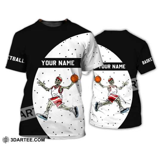 Man Shirt - Custom Name T-Shirt Basketball Skeleton Clothing / S T-Shirt