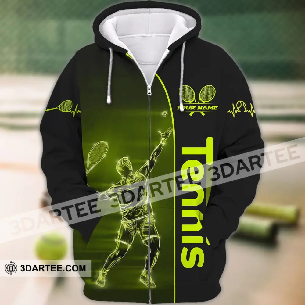 Man Shirt - Custom Name T-Shirt Tennis Lover Player Zipper Hoodie / S T-Shirt