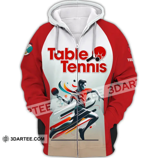 Man Shirt Custom Name Table Tennis Polo Long Sleeve Gift For Lover Zipper Hoodie / S T-Shirt