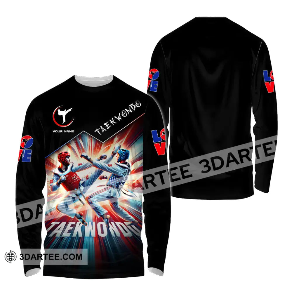 Man Shirt Custom Name Taekwondo Lover Hoodie Polo Long Sleeve / S T-Shirt