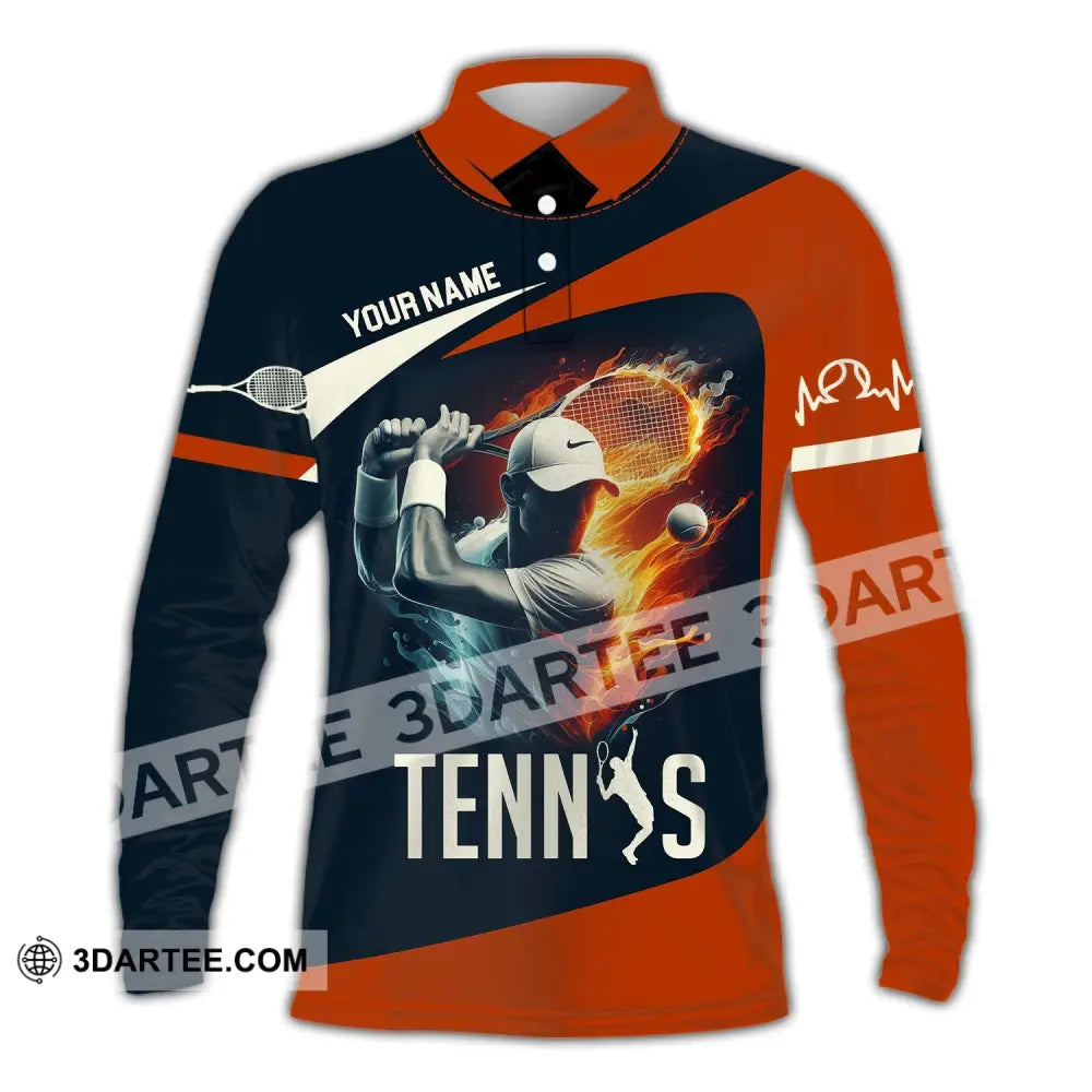 Man Shirt Custom Name Tennis Player Hoodie Polo Long Sleeve / S T-Shirt