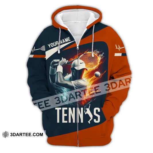 Man Shirt Custom Name Tennis Player Hoodie Polo Long Sleeve Zipper / S T-Shirt