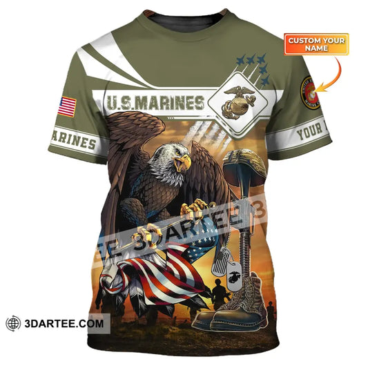 Man Shirt Custom Name U.s. Marines Veteran Shirts Usmc T-Shirt / S