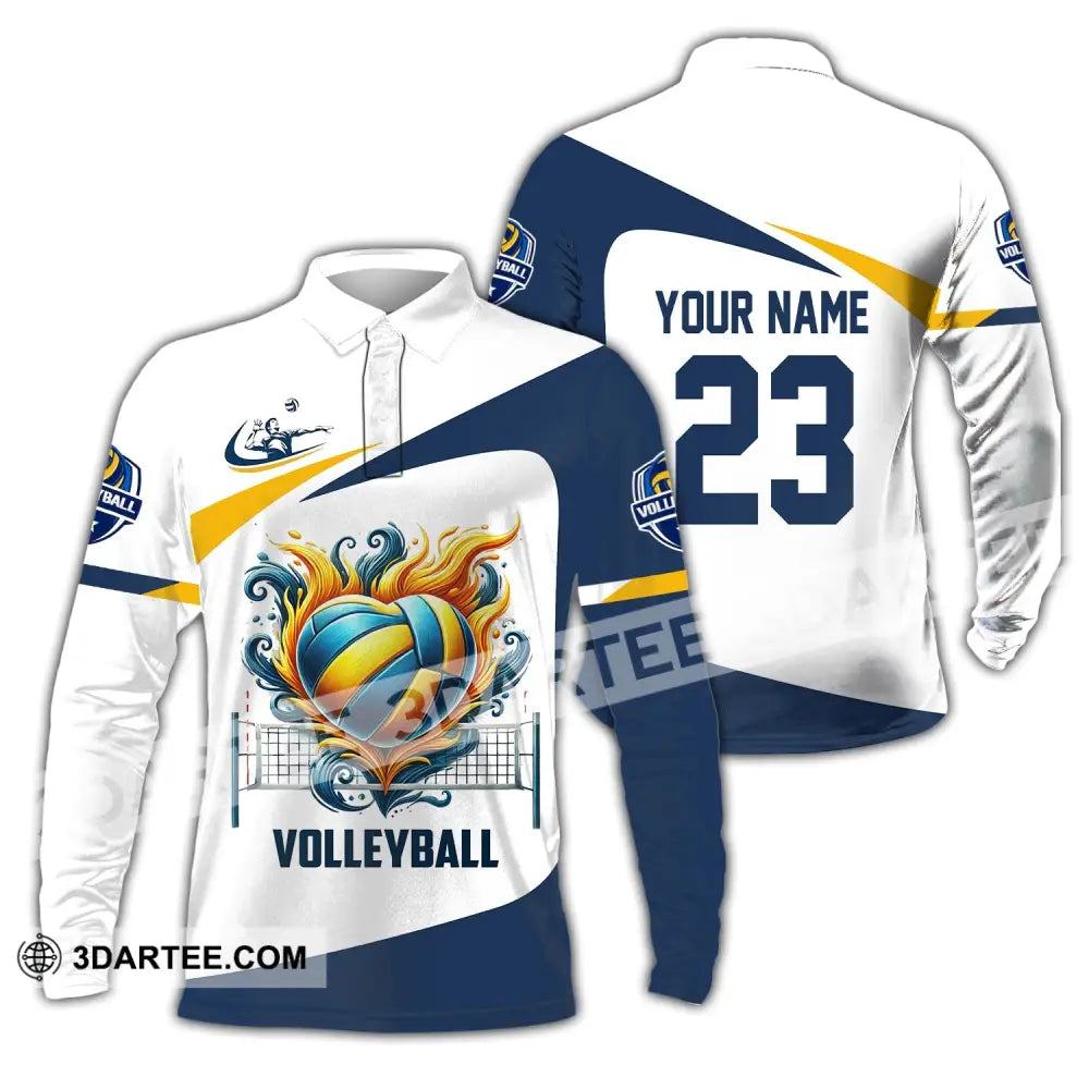 Man Shirt Custom Name Volleyball Player T-Shirt For Lover Team Uniform Long Sleeve Polo / S T-Shirt