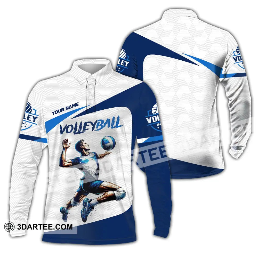 Man Shirt Custom Name Volleyball Player T-Shirt For Lover Team Uniform Long Sleeve Polo / S T-Shirt