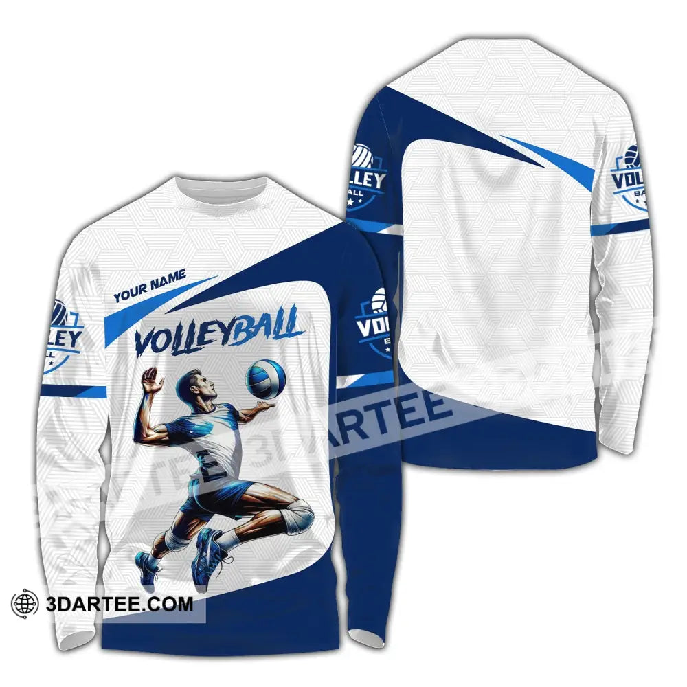 Man Shirt Custom Name Volleyball Player T-Shirt For Lover Team Uniform Long Sleeve / S T-Shirt