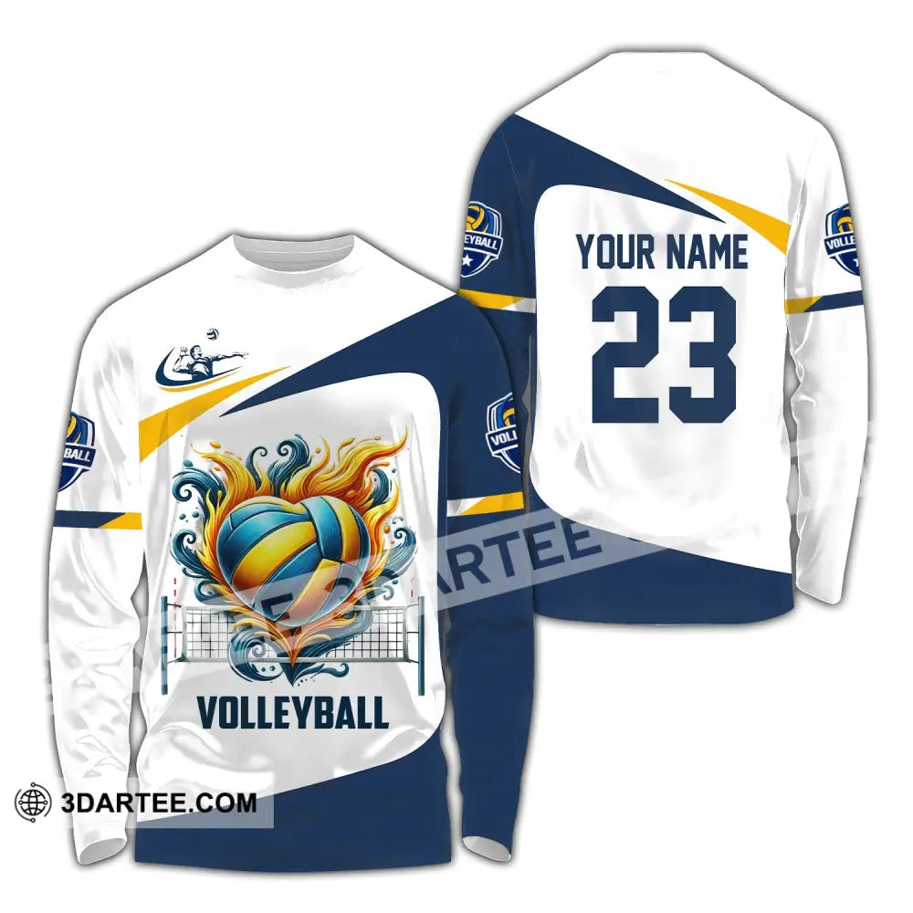 Man Shirt Custom Name Volleyball Player T-Shirt For Lover Team Uniform Long Sleeve / S T-Shirt