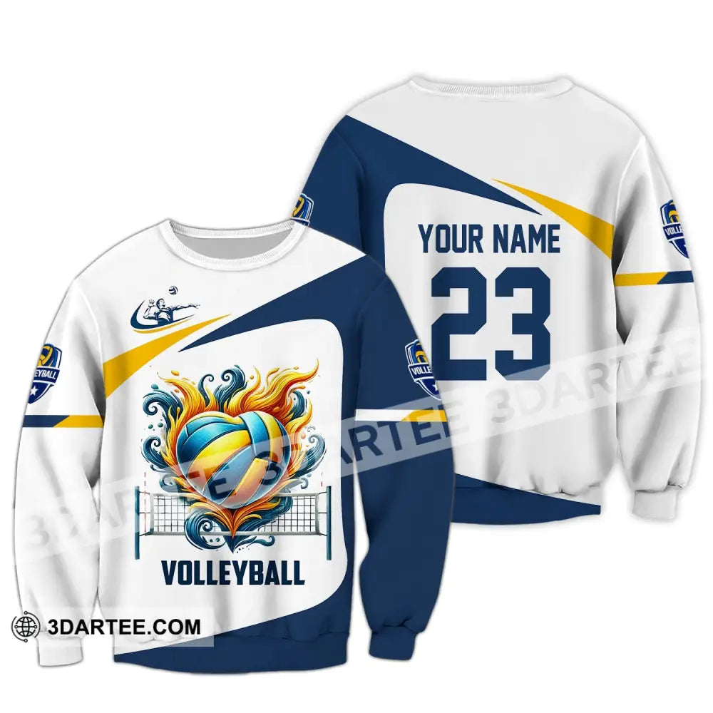 Man Shirt Custom Name Volleyball Player T-Shirt For Lover Team Uniform Long Sleeve / S T-Shirt