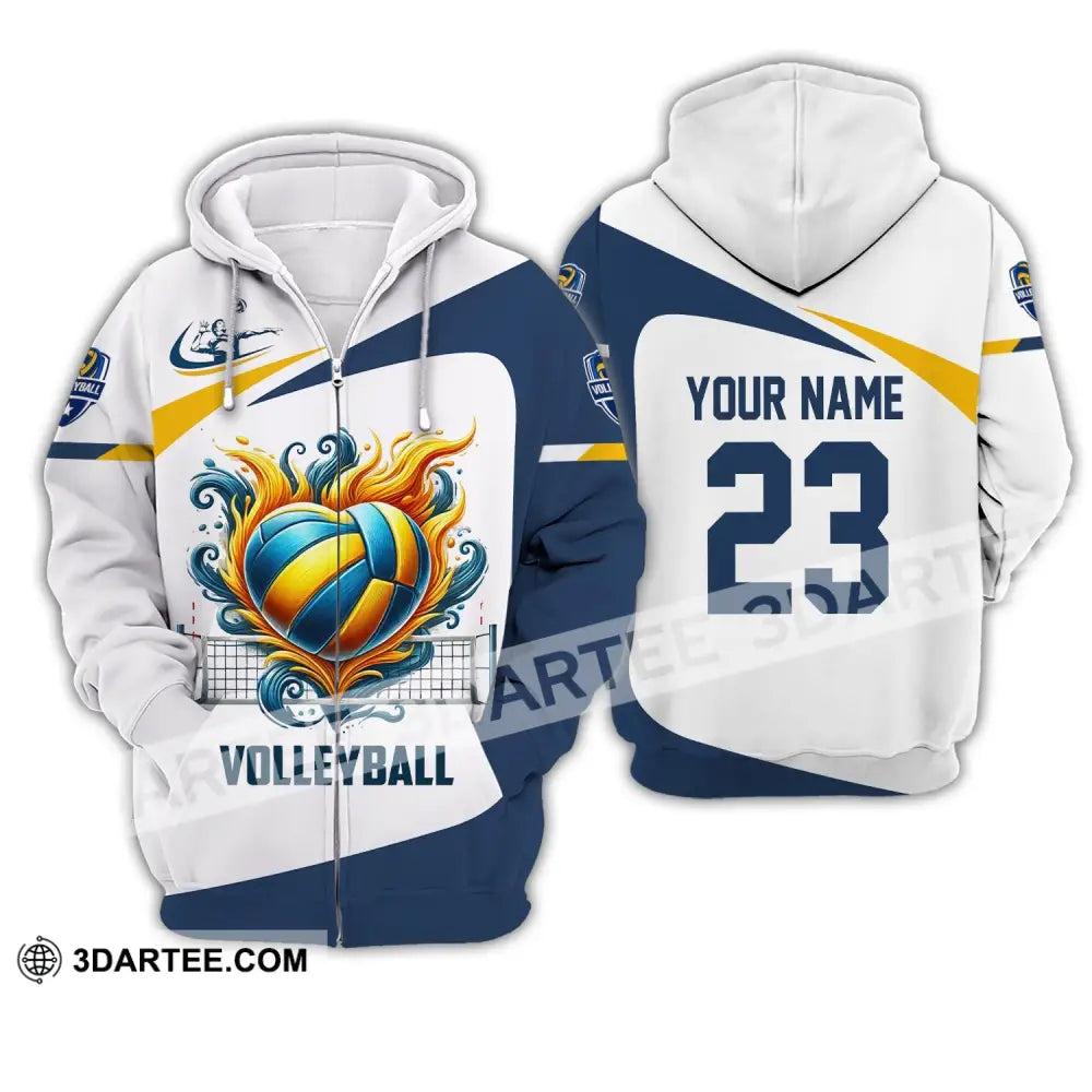 Man Shirt Custom Name Volleyball Player T-Shirt For Lover Team Uniform Zipper Hoodie / S T-Shirt