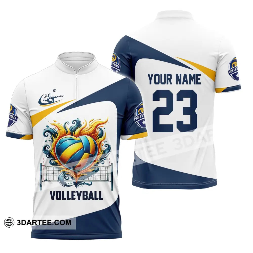 Man Shirt Custom Name Volleyball Player T-Shirt For Lover Team Uniform Zipper Polo / S T-Shirt