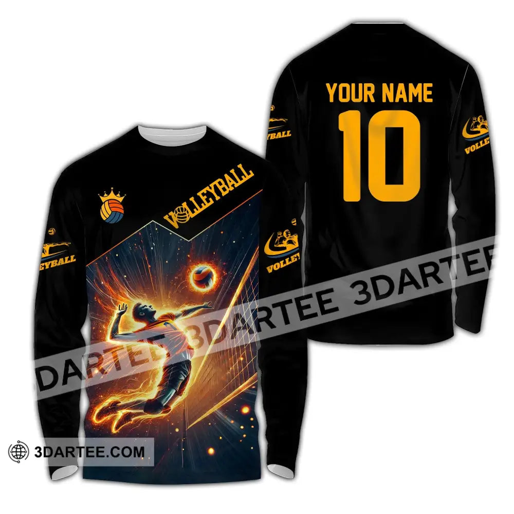 Man Shirt Custom Name Volleyball T-Shirt Hoodie Long Sleeve / S