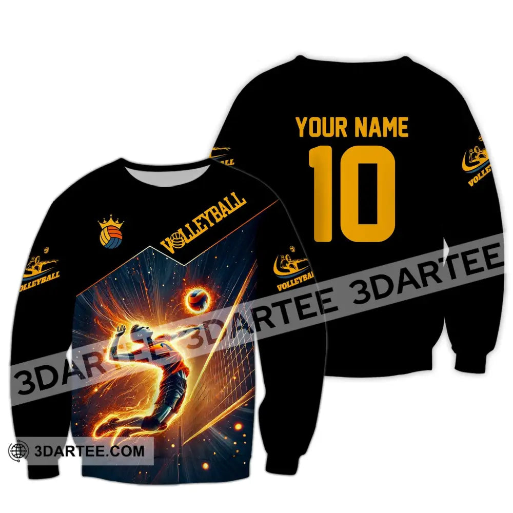 Man Shirt Custom Name Volleyball T-Shirt Hoodie Long Sleeve / S