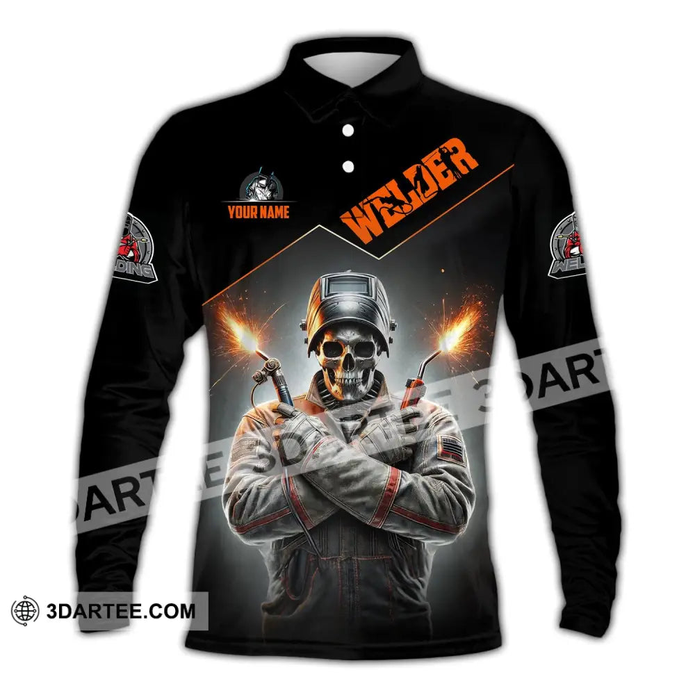 Man Shirt Custom Name Welder Hoodie Polo Long Sleeve / S T-Shirt