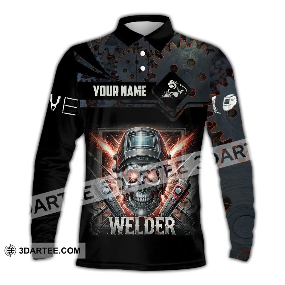 Man Shirt Custom Name Welder Polo Hoodie Long Sleeve / S T-Shirt