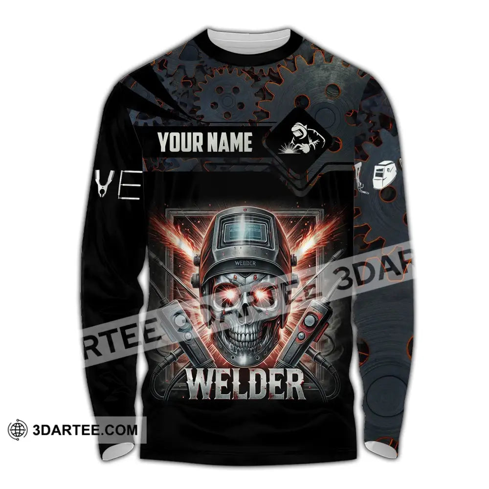 Man Shirt Custom Name Welder Polo Hoodie Long Sleeve / S T-Shirt