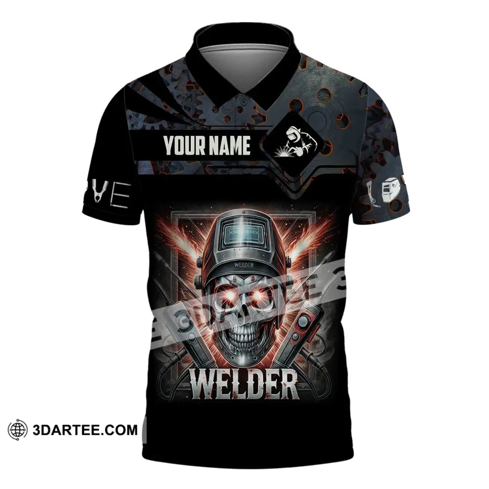 Man Shirt Custom Name Welder Polo Hoodie Long Sleeve / S T-Shirt