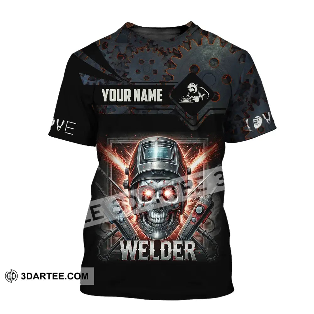 Man Shirt Custom Name Welder Polo Hoodie Long Sleeve T-Shirt / S T-Shirt