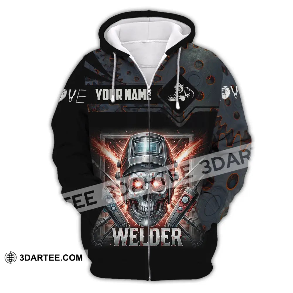 Man Shirt Custom Name Welder Polo Hoodie Long Sleeve Zipper / S T-Shirt