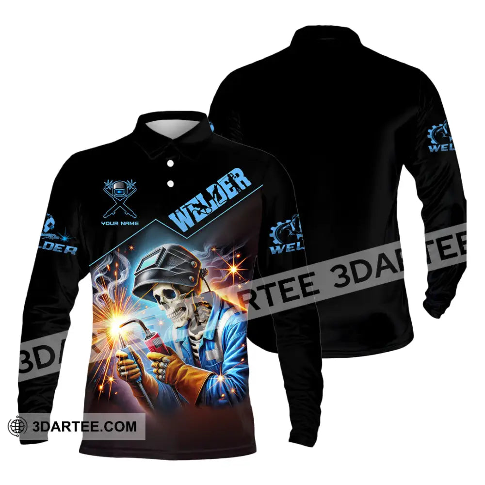 Man Shirt Custom Name Welder Polo Long Sleeve Gift For / S T-Shirt