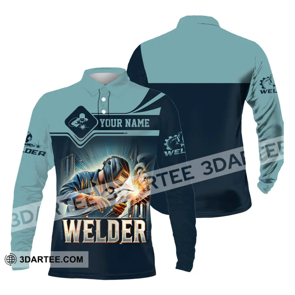 Man Shirt Custom Name Welder Polo Long Sleeve Gift For / S T-Shirt