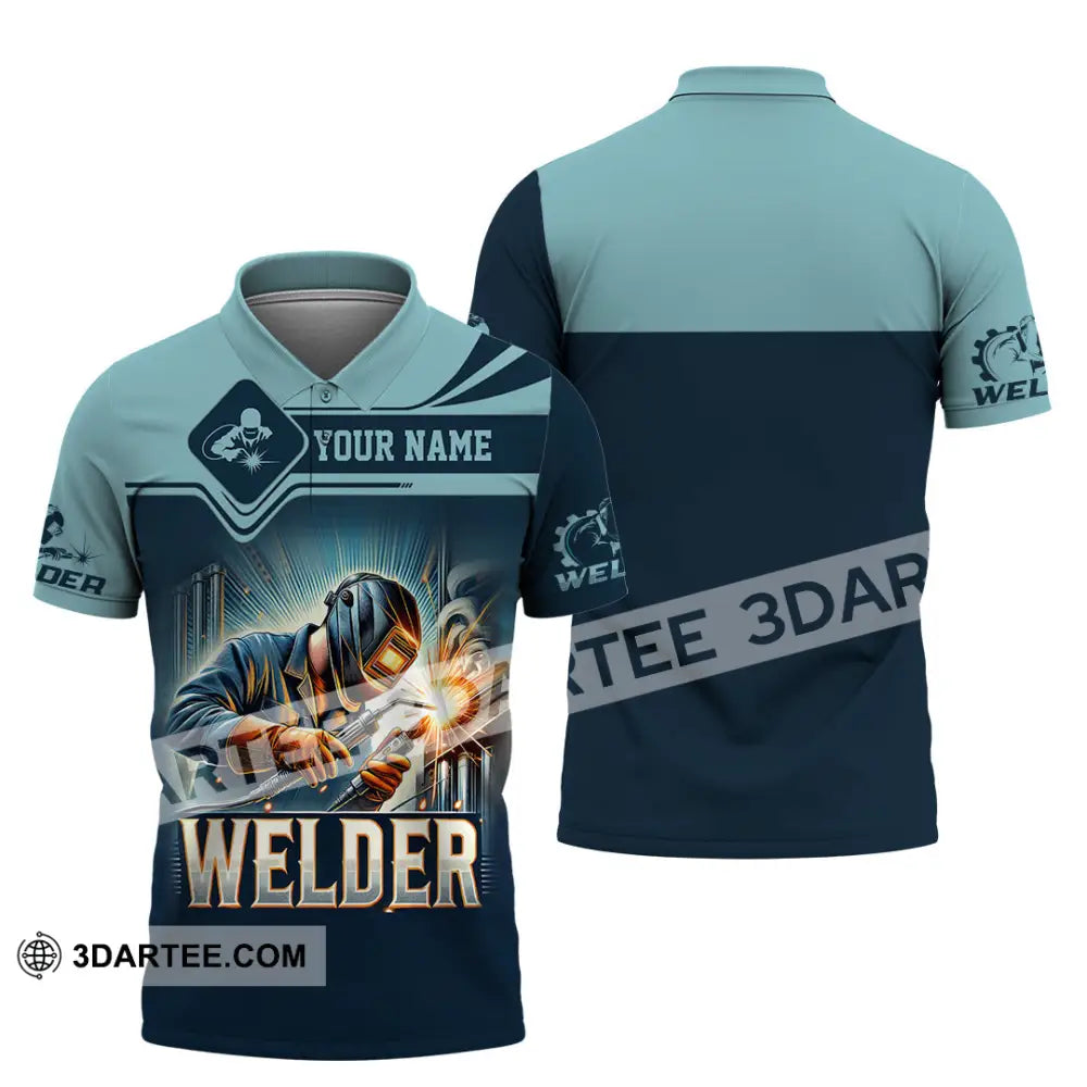 Man Shirt Custom Name Welder Polo Long Sleeve Gift For / S T-Shirt