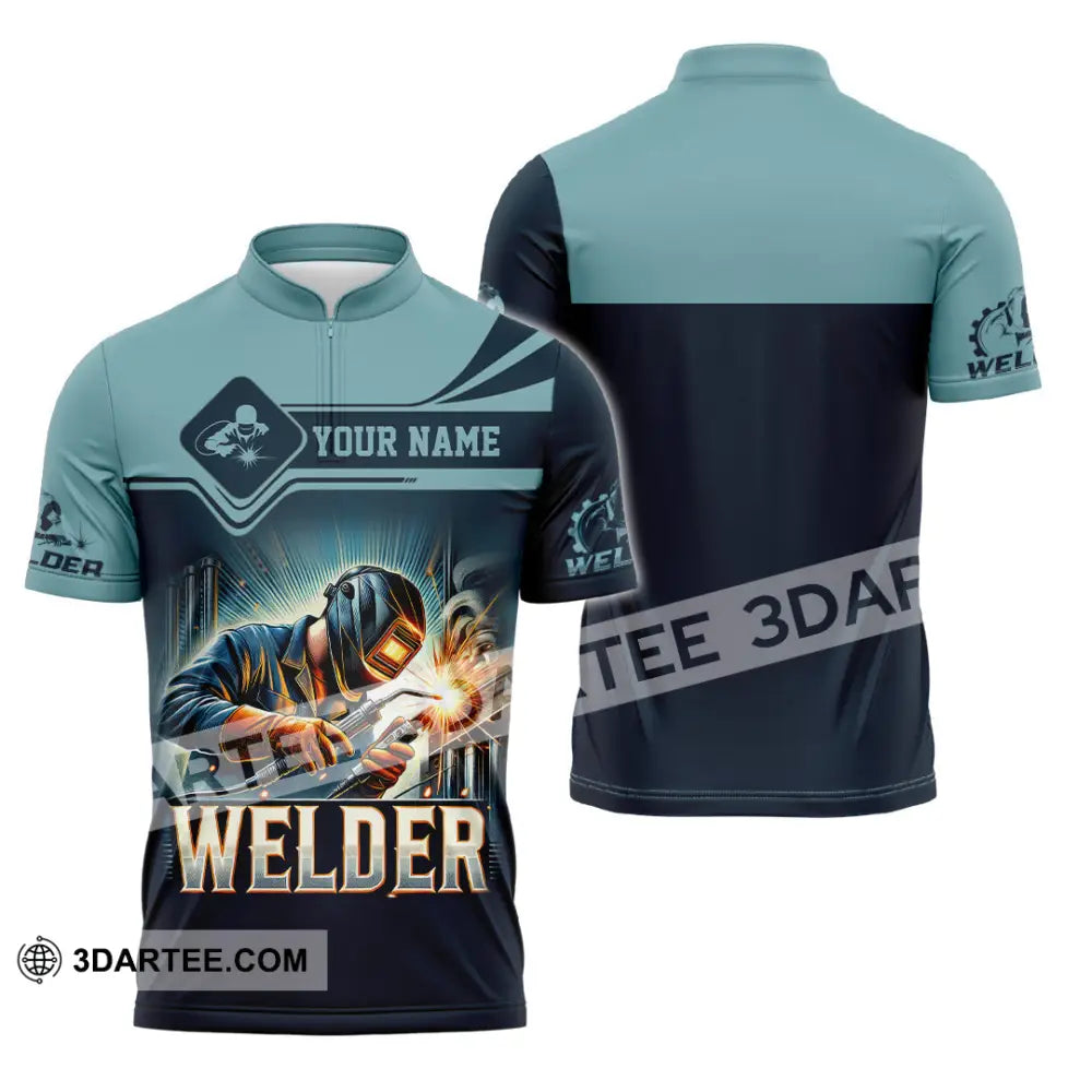 Man Shirt Custom Name Welder Polo Long Sleeve Gift For Zipper / S T-Shirt