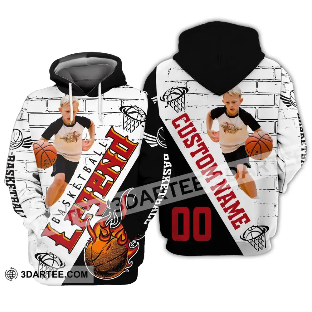 Man Shirt Custom Photo Name And Number Basketball T-Shirt Legend Gift For Player Hoodie / S