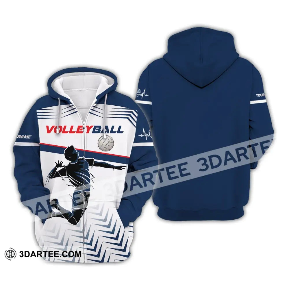 Man Shirt Custom Volleyball T-Shirt For Team Gift Players Zipper Hoodie / S