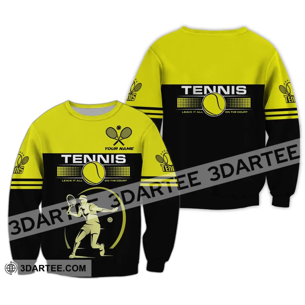 Man Shirt Tennis Leave It All On The Court Gift For Player Club Gifts Long Sleeve / S T-Shirt