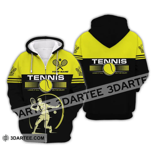 Man Shirt Tennis Leave It All On The Court Gift For Player Club Gifts Zipper Hoodie / S T-Shirt