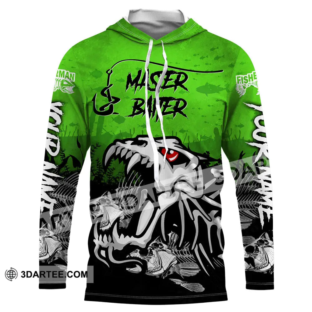 Master Baiter Green Custom Name 3D Shirts Fishing Long Sleeves 31.05