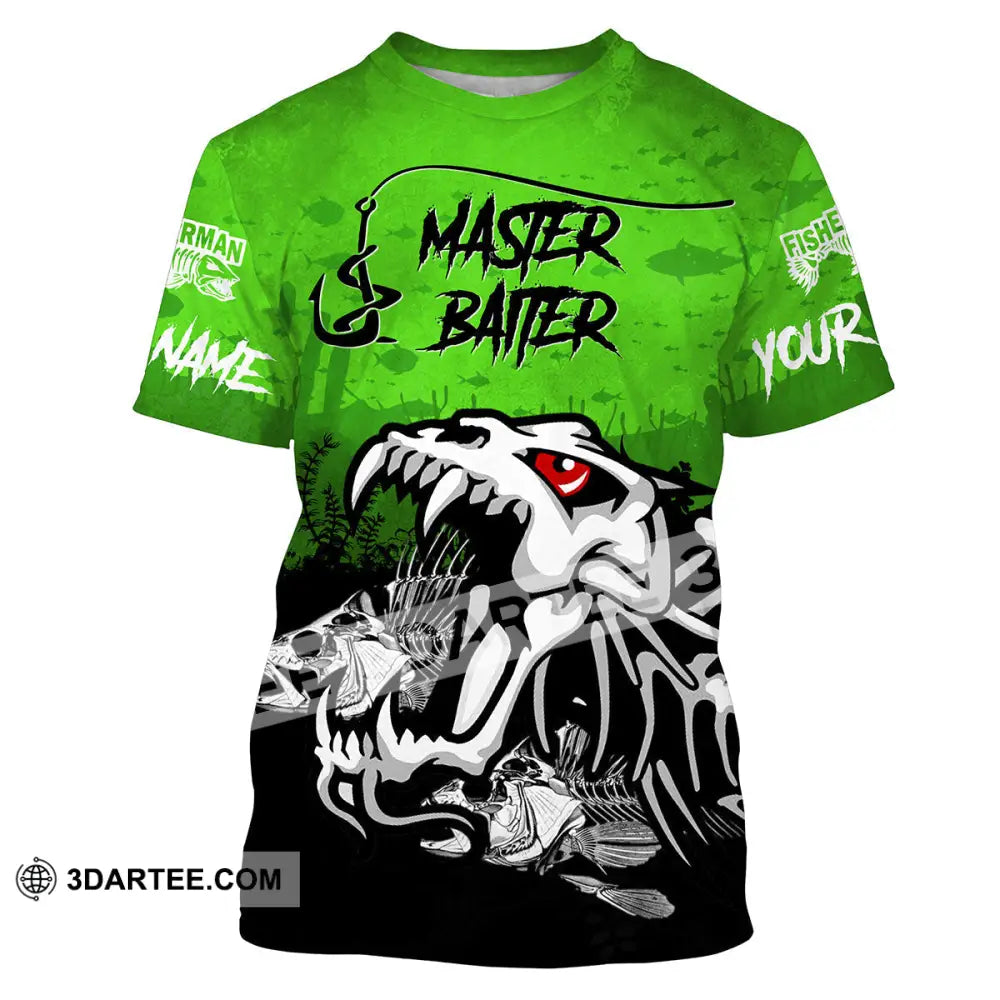 Master Baiter Green Custom Name 3D Shirts Fishing Long Sleeves 31.05