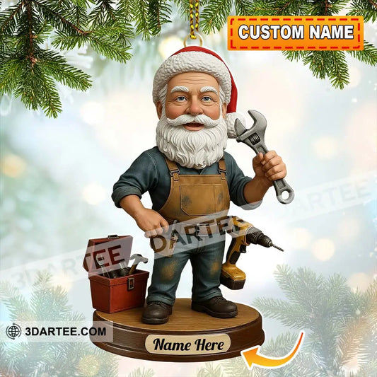 Mechanic Santa Home Decor Christmas Ornament Personalized Ornament 3.54’’ / 1 Ornament Ornament