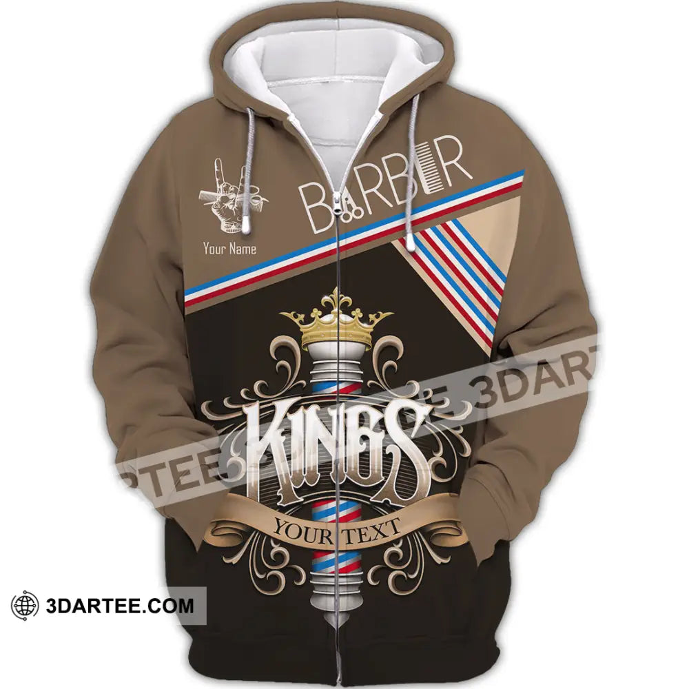 Men Shirt Custom Barber Kings Shirt Zipper Hoodie / S T shirt