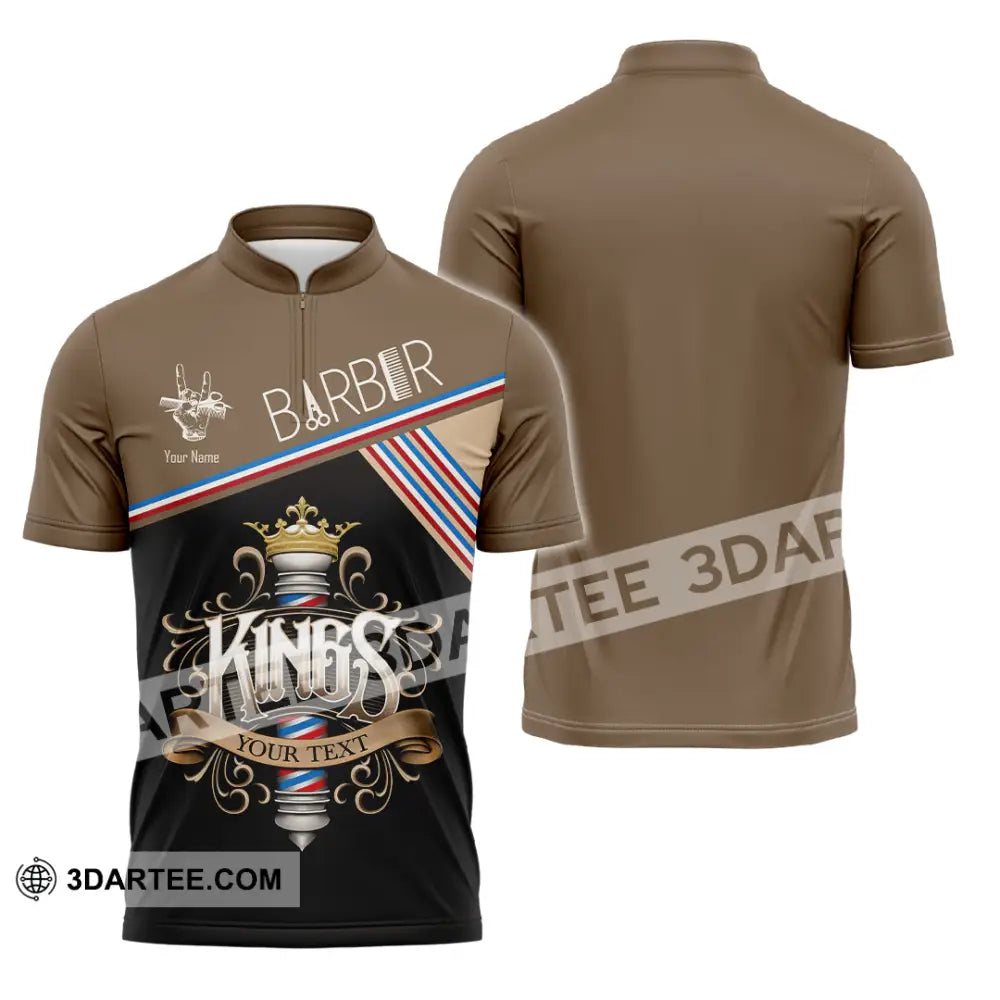 Men Shirt Custom Barber Kings Shirt Zipper Polo Shirt / S T shirt