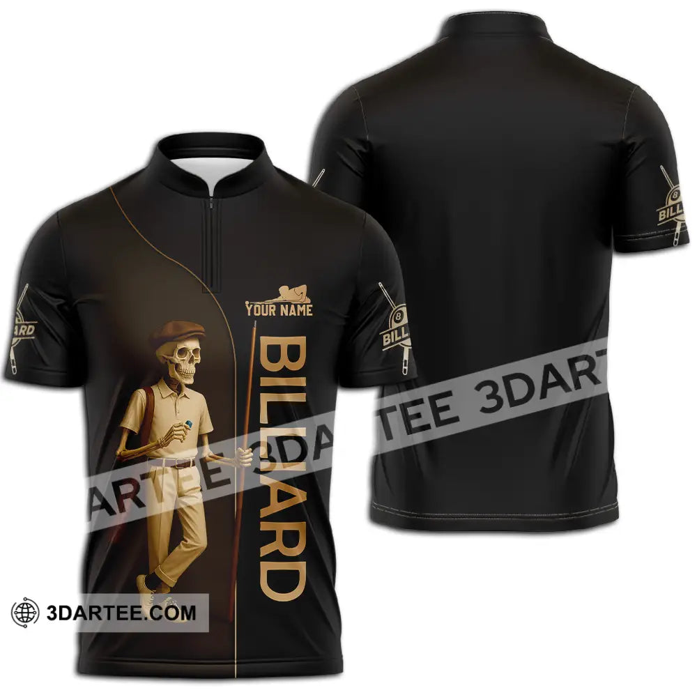 Men Shirt - Custom Billiards Shirt Zipper Polo Shirt / S T-shirt