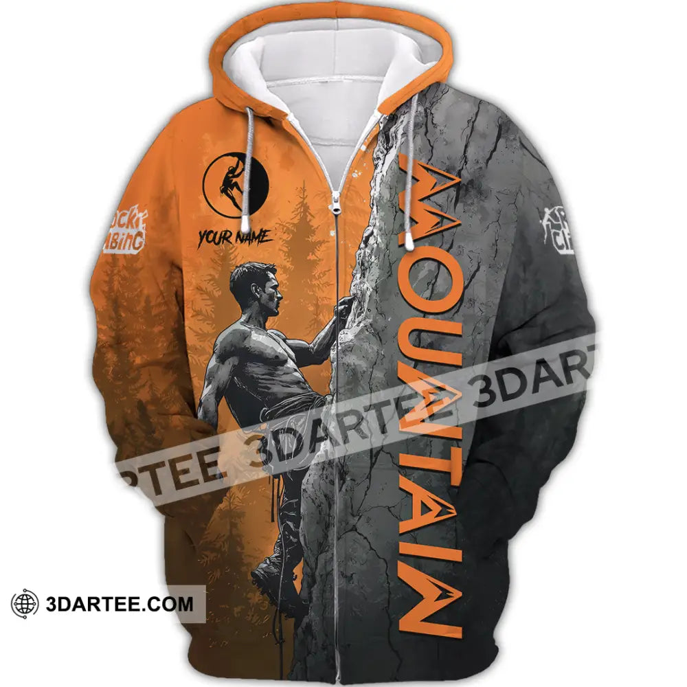 Men Shirt Custom Climbing Mountain Shirt Zipper Hoodie / S T shirt