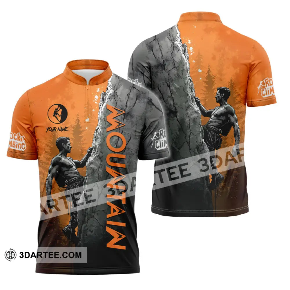 Men Shirt Custom Climbing Mountain Shirt Zipper Polo Shirt / S T shirt