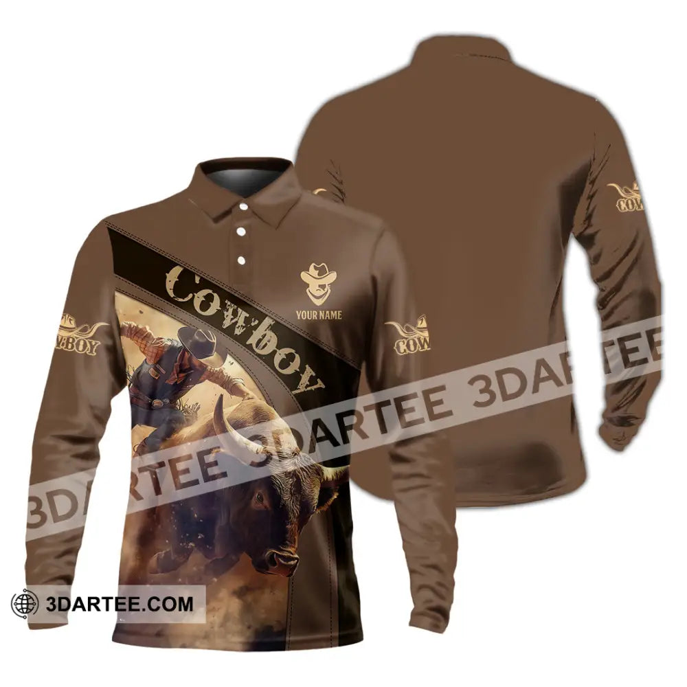 Men Shirt - Custom Cowboy Shirt - Long Sleeve Polo / S - T-shirt