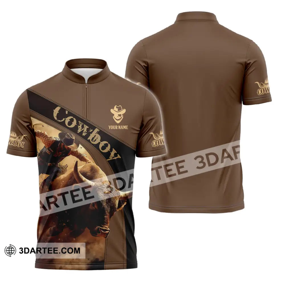 Men Shirt - Custom Cowboy Shirt - Zipper Polo Shirt / S - T-shirt